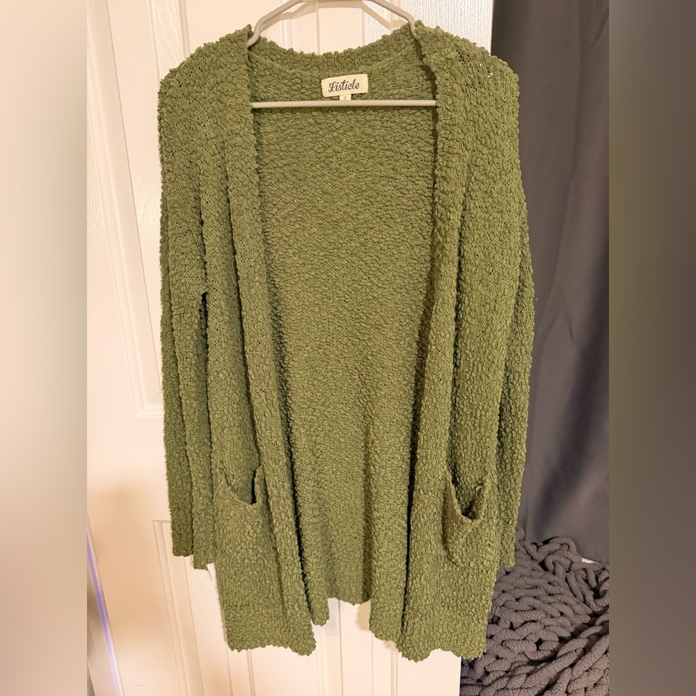 Sage Green Popcorn Cardigan